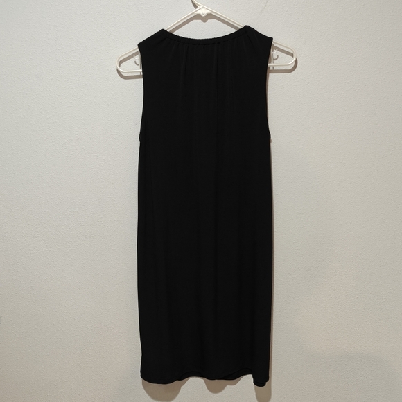 Michael Kors Little Black Dress Medium Boxy Midi Dress Gold Accents Tassels - Picture 3 of 7